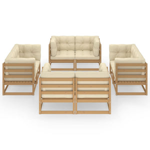8-tlg. Garten-Lounge-Set mit Kissen Kiefer Massivholz