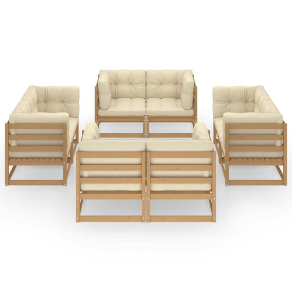 8-tlg. Garten-Lounge-Set mit Kissen Kiefer Massivholz