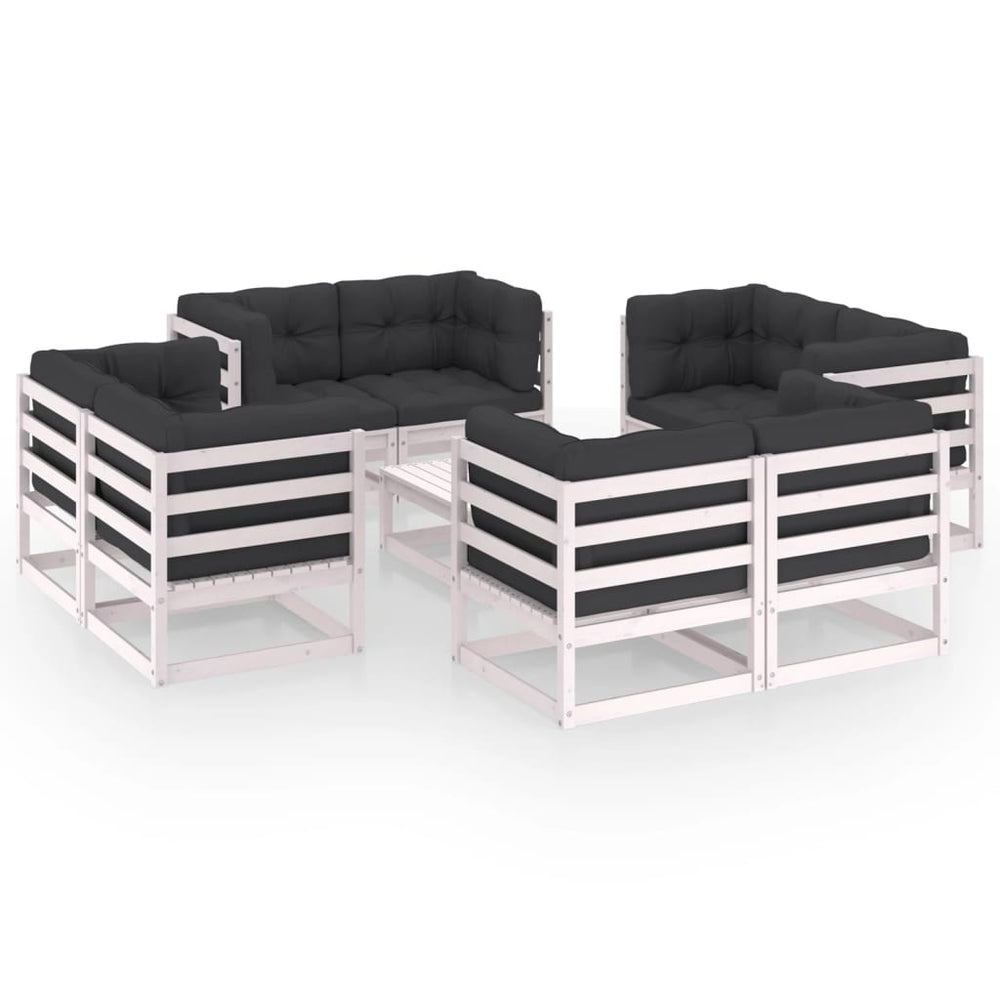 9-tlg. Garten-Lounge-Set mit Kissen Kiefer Massivholz