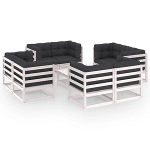 9-tlg. Garten-Lounge-Set mit Kissen Kiefer Massivholz