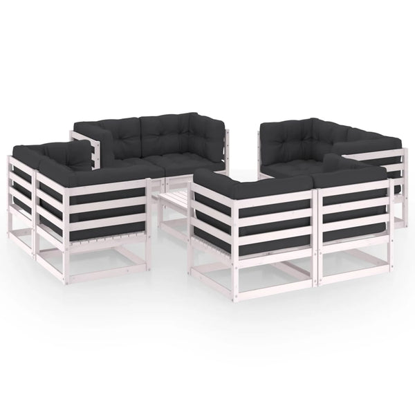 9-tlg. Garten-Lounge-Set mit Kissen Kiefer Massivholz