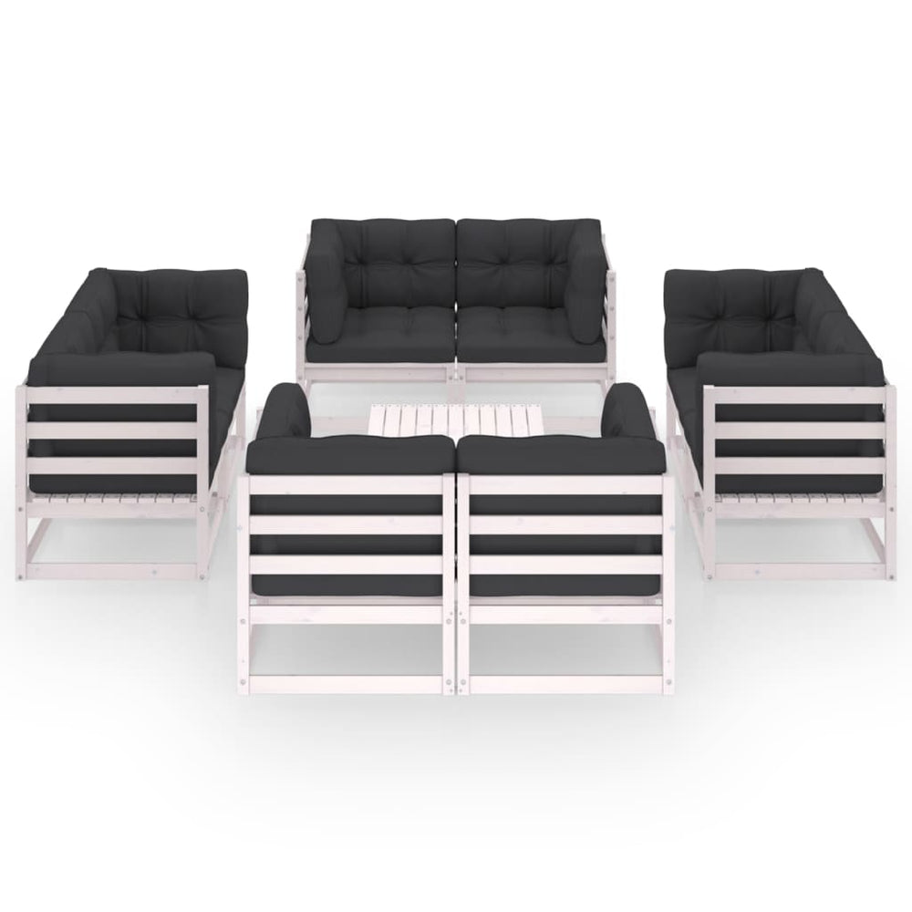9-tlg. Garten-Lounge-Set mit Kissen Kiefer Massivholz