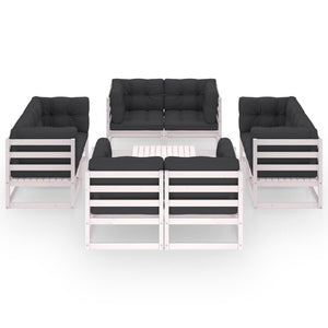 9-tlg. Garten-Lounge-Set mit Kissen Kiefer Massivholz