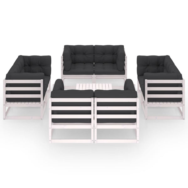 9-tlg. Garten-Lounge-Set mit Kissen Kiefer Massivholz