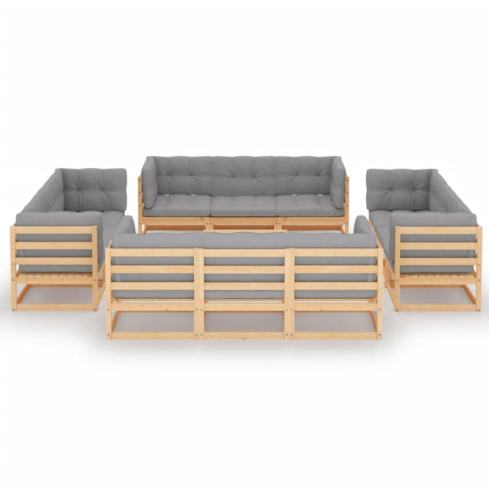 vidaXL Salon de jardin 13 pcs avec coussins en pin massif