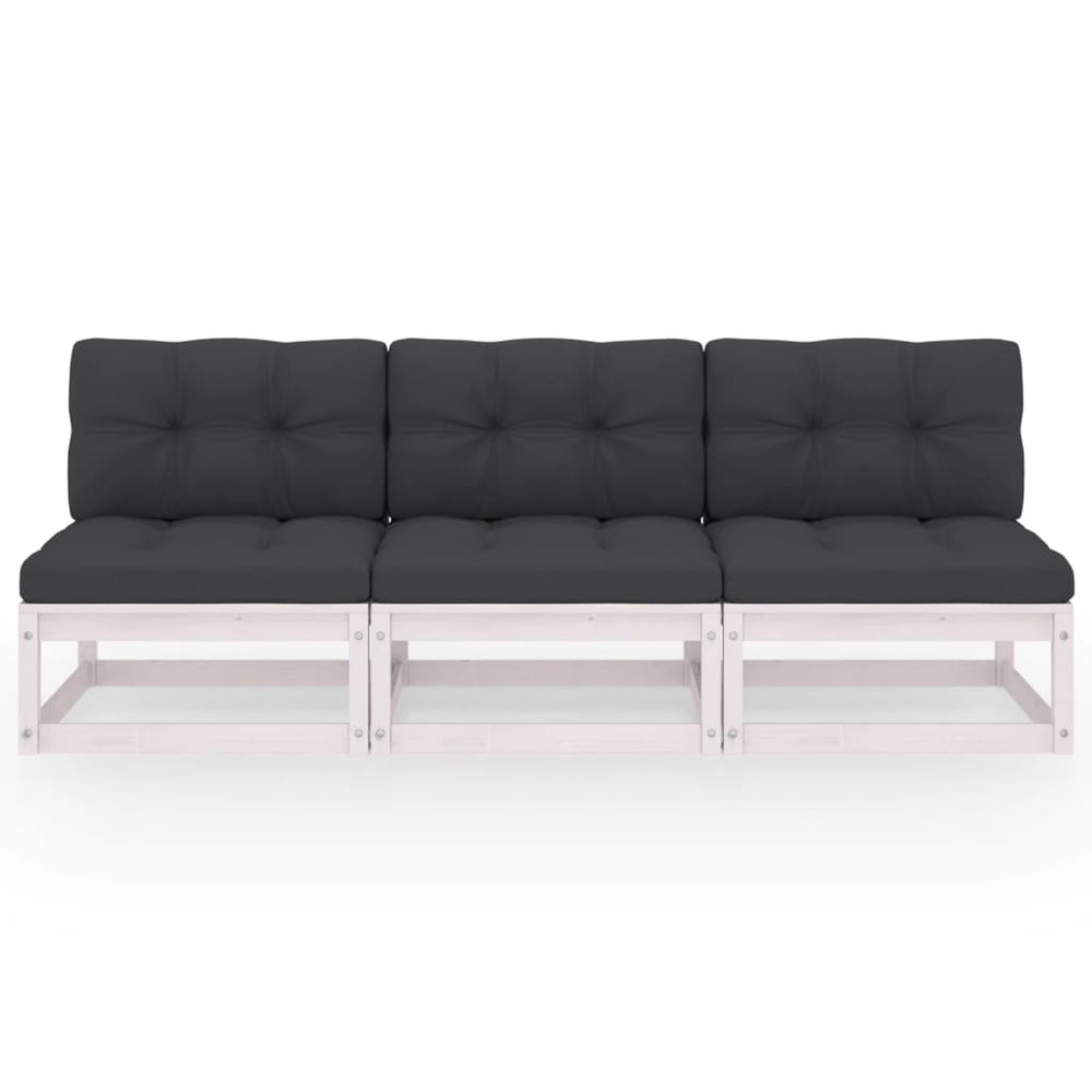 3-Sitzer-Sofa mit Kissen Kiefer Massivholz