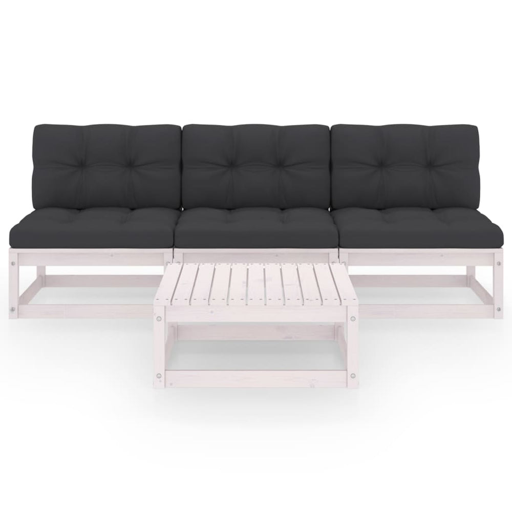 4-tlg. Garten-Lounge-Set mit Kissen Kiefer Massivholz