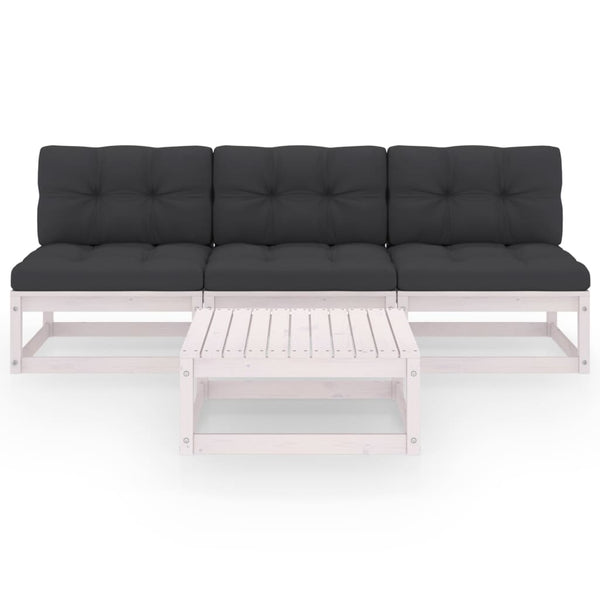4-tlg. Garten-Lounge-Set mit Kissen Kiefer Massivholz