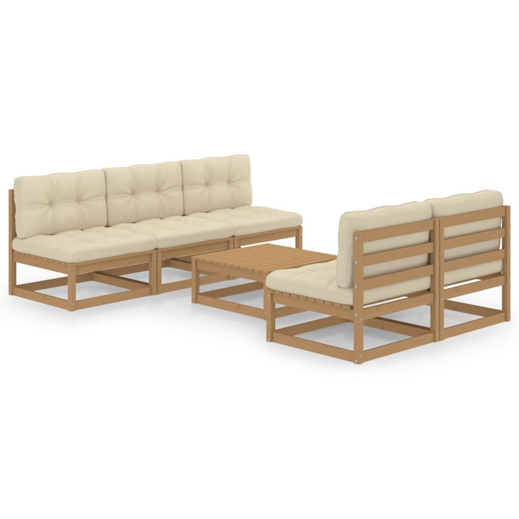 vidaXL Salon de jardin 6 pcs avec coussins Bois de pin massif