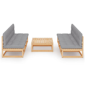 7-tlg. Garten-Lounge-Set mit Kissen Kiefer Massivholz