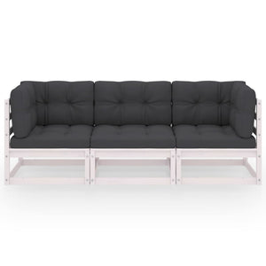 3-Sitzer-Gartensofa mit Kissen Kiefer Massivholz