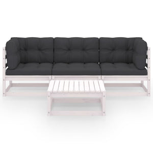 4-tlg. Garten-Lounge-Set mit Kissen Kiefer Massivholz