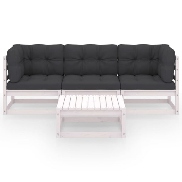 4-tlg. Garten-Lounge-Set mit Kissen Kiefer Massivholz