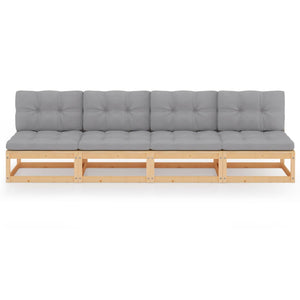 4-Sitzer-Gartensofa mit Kissen Kiefer Massivholz