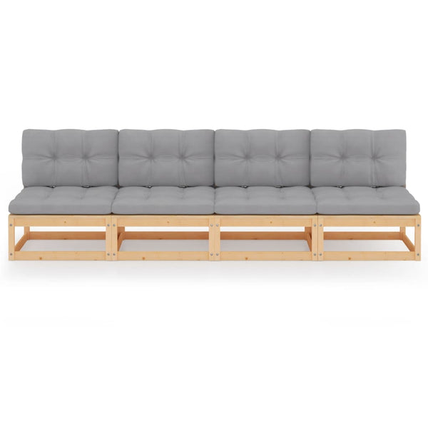 4-Sitzer-Gartensofa mit Kissen Kiefer Massivholz