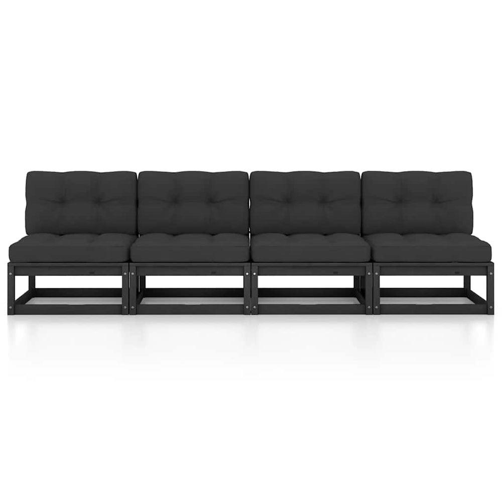 4-Sitzer-Gartensofa mit Kissen Kiefer Massivholz