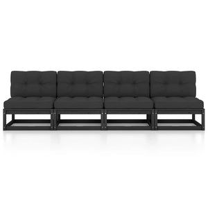 4-Sitzer-Gartensofa mit Kissen Kiefer Massivholz