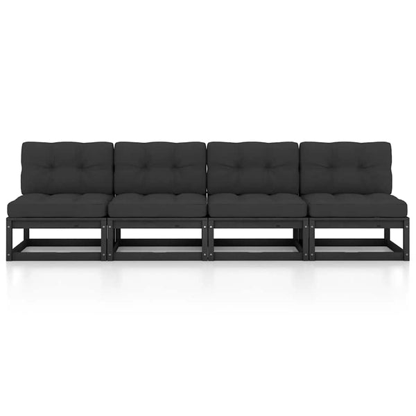 4-Sitzer-Gartensofa mit Kissen Kiefer Massivholz