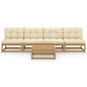 5-tlg. Garten-Lounge-Set mit Kissen Kiefer Massivholz