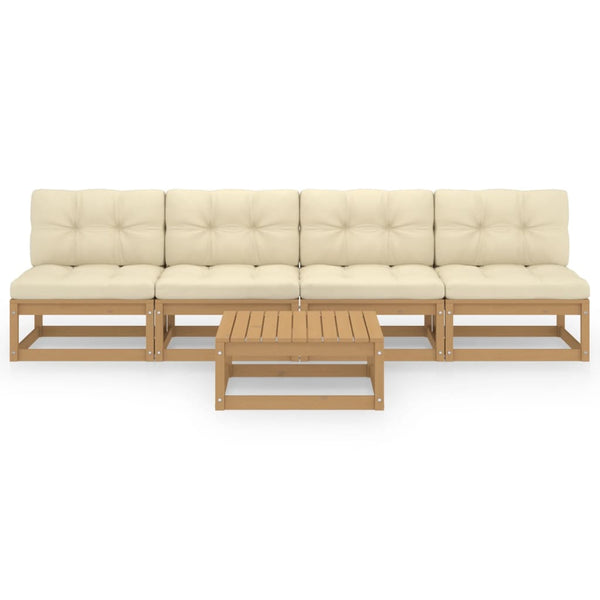 5-tlg. Garten-Lounge-Set mit Kissen Kiefer Massivholz