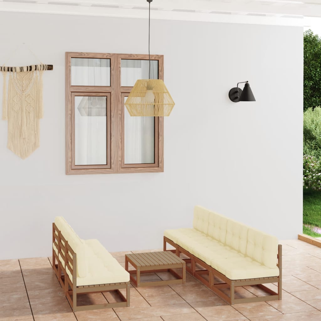vidaXL Salon de jardin 8 pcs avec coussins, bois de pin massif