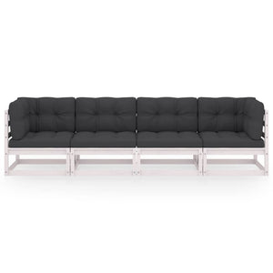 4-Sitzer-Gartensofa mit Kissen Kiefer Massivholz