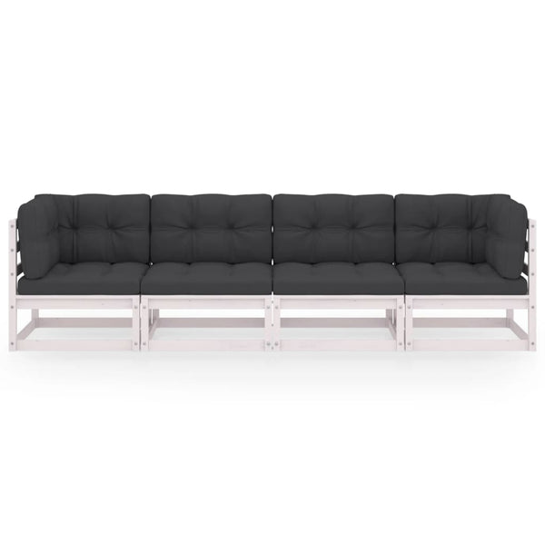 4-Sitzer-Gartensofa mit Kissen Kiefer Massivholz
