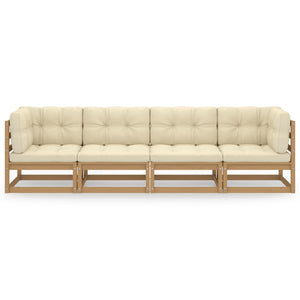 4-Sitzer-Gartensofa mit Kissen Kiefer Massivholz