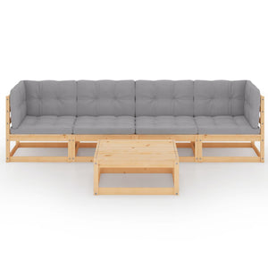 vidaXL Ensemble de salon de jardin 5 pcs avec coussins Bois de pin massif