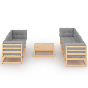 8-tlg. Garten-Lounge-Set mit Kissen Kiefer Massivholz