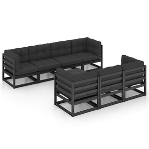 vidaXL Salon de jardin 8 pcs avec coussins, bois de pin massif