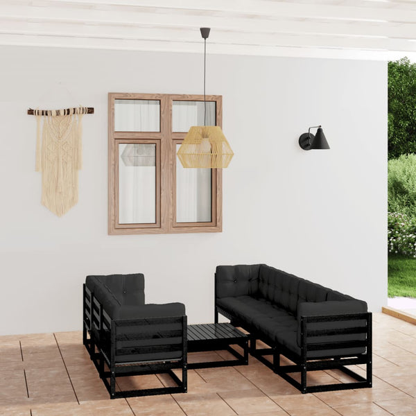 vidaXL Salon de jardin 8 pcs avec coussins, bois de pin massif