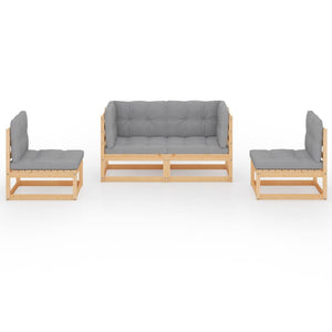 vidaXL Salon de jardin 4 pcs avec coussins, bois de pin massif
