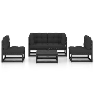 vidaXL Salon de jardin 5 pcs avec coussins Bois de pin massif