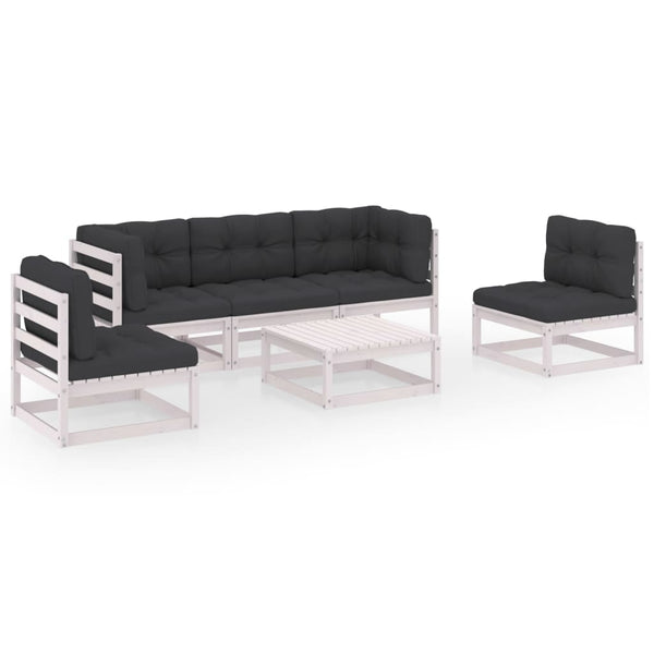 vidaXL Salon de jardin 6 pcs avec coussins Bois de pin massif