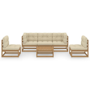 6-tlg. Garten-Lounge-Set mit Kissen Kiefer Massivholz