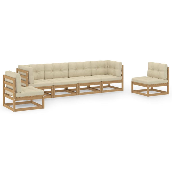 vidaXL Salon de jardin 6 pcs avec coussins Bois de pin massif