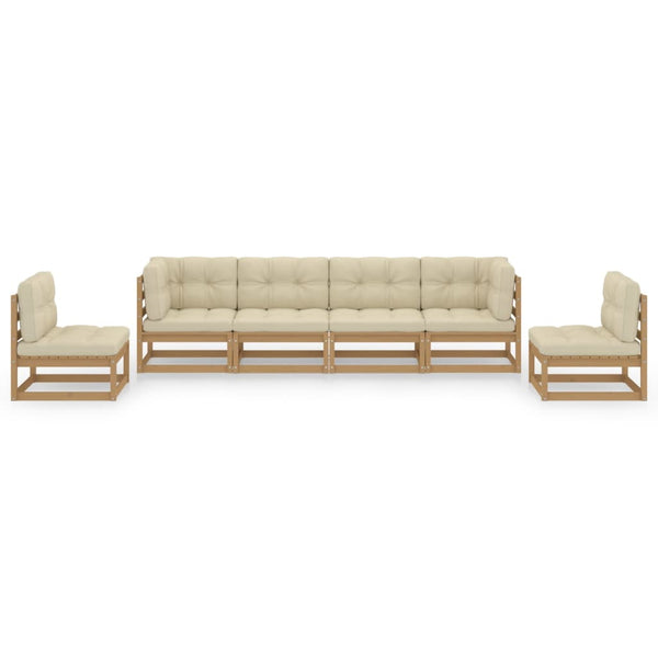 vidaXL Salon de jardin 6 pcs avec coussins Bois de pin massif