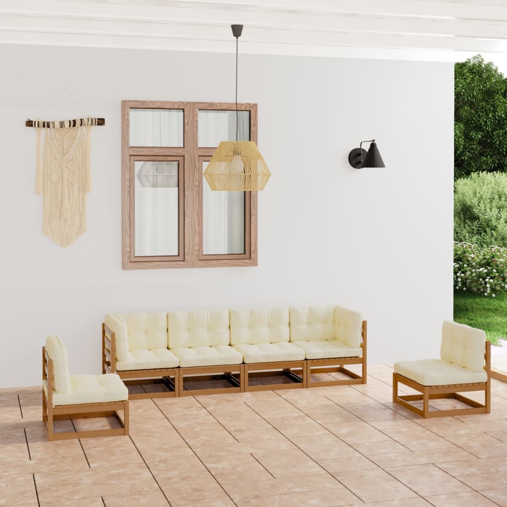 vidaXL Salon de jardin 6 pcs avec coussins Bois de pin massif