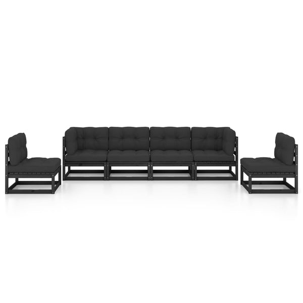 6-tlg. Garten-Lounge-Set mit Kissen Massivholz Kiefer