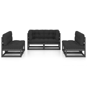 vidaXL Salon de jardin 6 pcs avec coussins Bois de pin massif