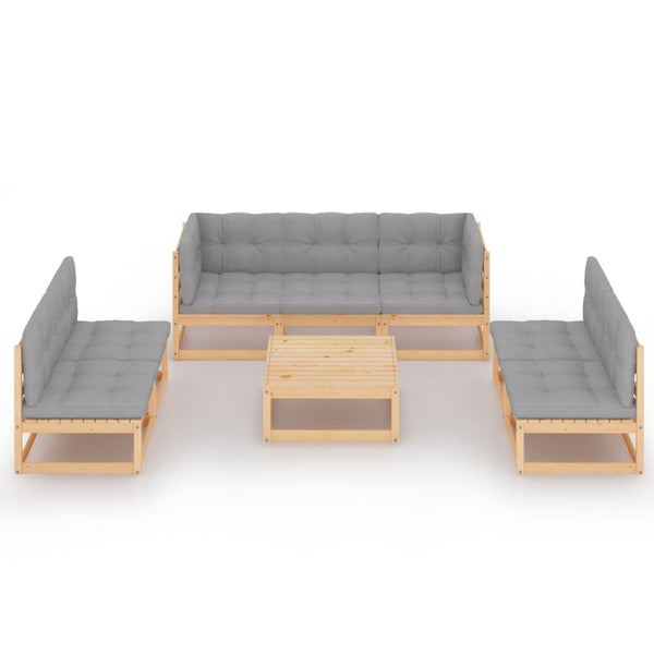 8-tlg. Garten-Lounge-Set mit Kissen Kiefer Massivholz