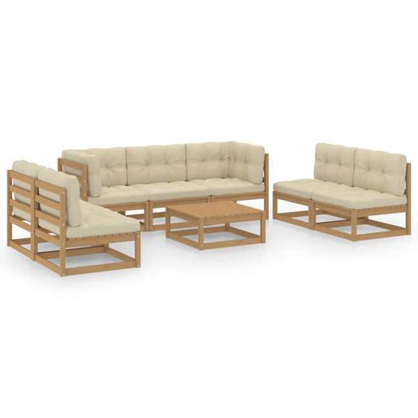 vidaXL Salon de jardin 8 pcs avec coussins, bois de pin massif