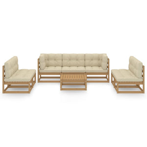 vidaXL Salon de jardin 8 pcs avec coussins, bois de pin massif