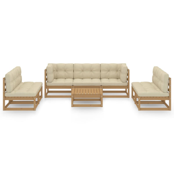 vidaXL Salon de jardin 8 pcs avec coussins, bois de pin massif