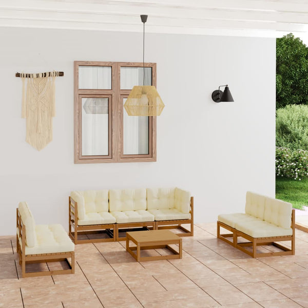 vidaXL Salon de jardin 8 pcs avec coussins, bois de pin massif