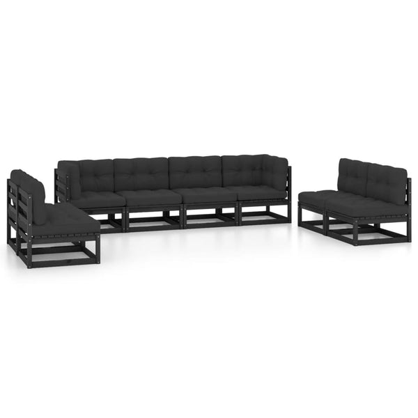 8-tlg. Garten-Lounge-Set mit Kissen Massivholz Kiefer