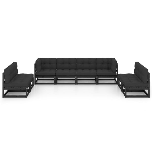 8-tlg. Garten-Lounge-Set mit Kissen Massivholz Kiefer