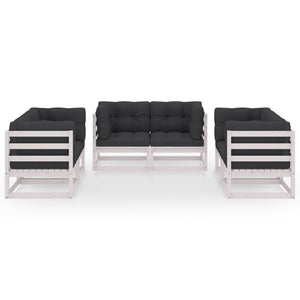 6-tlg. Garten-Lounge-Set mit Kissen Kiefer Massivholz