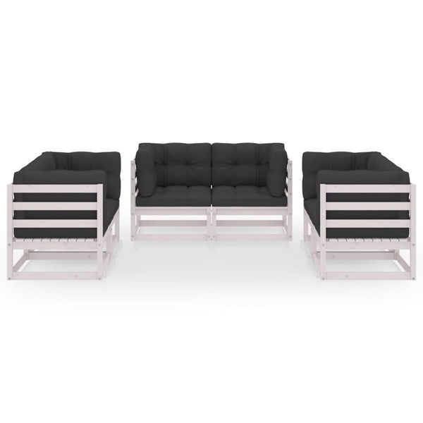 6-tlg. Garten-Lounge-Set mit Kissen Kiefer Massivholz